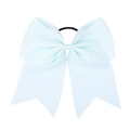 Detailed view of the mint green grosgrain ribbon texture on an 8-inch bow hair tie - Mint Green