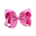 Pink grosgrain ribbon bow hair clip for girls with elegant layered fabric design - Hot Pink (28)