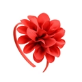 Diadema roja hecha a mano con flor de cinta de grosgrain multicapa para niñas - Rojo Brillante (12)