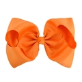 8 inch orange grosgrain ribbon hair bow clip with stacked design for girls - Orange