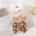 Set of 4 cute fabric bow hair clips with daisy embroidery in earth tones - Earth Tone Daisy Embroidery Hair Clips Combination (4J)
