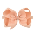 6 inch large apricot grosgrain ribbon bow headband with high elastic seamless band for infants - Apricot (8)