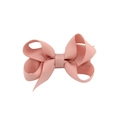 Pink ribbon bow hair clip for girls made of ribbed grosgrain fabric in a layered design - Pink (16)