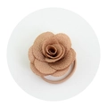 Élastique à cheveux avec fleur de rose rose poudré et pétales en tissu multicouches pour fille - Rose chair