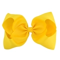 8 inch vibrant yellow grosgrain ribbon bow hair clip for girls on white background - Yellow