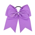 Detail of 8-inch purple grosgrain ribbon bow hair tie with a black elastic band - Purple
