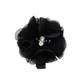 Elegante fermaglio per capelli a fiore in chiffon nero con centro in strass chiari - Nero (4)