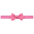 Pink ribbed grosgrain bow headband with high elasticity for infants and baby girls - Candy Pink (13)