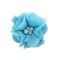 Fermaglio per capelli a fiore in chiffon azzurro con petali a strati, perle e strass lucidi - Azzurro (7)