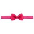 Elastic baby headband with a rose red grosgrain ribbon bow for toddlers and kids - Rose Pink (14)