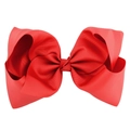 Vibrant red 8-inch grosgrain ribbon bow hair clip for girls with a textured finish - Red