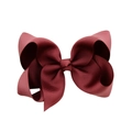 Classic large burgundy grosgrain ribbon hair bow clip with textured fabric for girls - Wine Red (33)