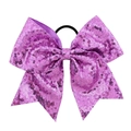 Detail of 8-inch purple sequin cheerleader bow with high-elastic black hair tie - Lavender (28)