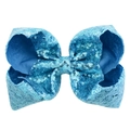 Barrette nœud à paillettes bleu ciel de 8 pouces pour filles avec texture scintillante - Bleu Ciel