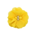 Handmade 5cm lemon yellow chiffon flower with pearls and rhinestones for DIY hair accessories - Yellow (10)