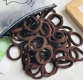 Dark brown seamless high-elastic nylon hair ties in a frosted zipper storage pouch - Dark Brown