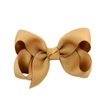 Classic light brown grosgrain ribbon hair bow for kids with ribbed texture on white background - Light Brown (2)