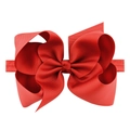 Bandeau élastique rouge pour bébé avec un grand nœud en gros-grain de 6 pouces - Rouge (12)