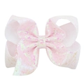 Nœud pour cheveux rose de 8 pouces avec paillettes brillantes pour filles et bébés - Rose