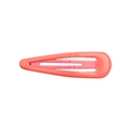 Detailed view of pink orange teardrop BB hair clip with smooth matte lacquer finish - Pink Orange