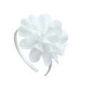 Elegante diadema blanca con flor de cinta multicapa para niñas sobre fondo blanco - Blanco (18)