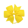Detail of vibrant yellow grosgrain ribbon bow hair tie with textured ribbed surface - Bright Yellow (10)