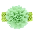 Detail of light green chiffon flower headband with soft knit elastic band for infants - Light Green Style(20)
