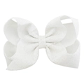 Barrette à cheveux nœud à paillettes blanches de 8 pouces pour filles avec éclat - Blanc
