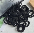 Bulk pack of high-elasticity black nylon seamless hair ties with frosted zipper bag - Black