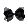 Classic black grosgrain ribbon bow hair clip for girls with ribbed texture detail - Black (4)