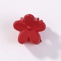 Mini matte red flower hair claw clip for girls, small five-petal blossom style accessory - Red Style (12)