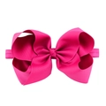 Nœud à cheveux magenta 15cm en gros-grain avec bandeau élastique pour fillettes - Rose Vif (14)