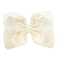8 inch cream white sequin hair bow clip for baby girls and children sparkling accessory - Off White