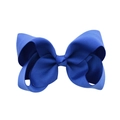 Royal blue grosgrain ribbon bow hair clip with double-layer texture on white background - Royal Blue (6)