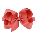 Bandeau à nœud en gros-grain rose corail de 15 cm avec ruban élastique pour enfant - Rouge Corail (15)