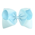 8-inch light blue grosgrain ribbon hair bow clip for girls with ribbed texture - Sky Blue