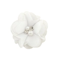 Elegant white chiffon fabric flower with central pearls and rhinestones for hair accessories - White (18)
