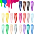 Set of 20 colorful matte teardrop metal hair clips for kids in various candy colors - 20 Colors Mixed