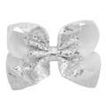 Sparkling silver sequin hair bow clip for girls with elegant large symmetry design - Silver