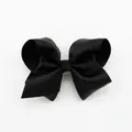 Handmade black grosgrain ribbon bow hair clip for girls with classic layered texture - Black (4)