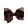 Barrette à cheveux avec nœud en ruban gros-grain marron foncé pour enfants et filles - Style Marron Foncé (3)