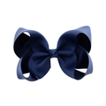 Navy blue grosgrain ribbon hair bow for girls with detailed ribbed texture on white background - Navy Blue (1)
