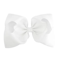 8 inch large white grosgrain ribbon hair bow clip for baby girls and toddlers - Pure White