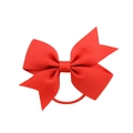 Détail d'un chouchou en ruban gros-grain rouge avec nœud et élastique pour fille - Rouge (12)