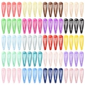 Set of colorful teardrop metal hair clips in macaron and candy colors for children - Assorted 80 Colors