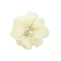 Elegant cream chiffon flower with central pearls and rhinestones for DIY hair accessories - Cream White (21)