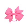 Vue détaillée du chouchou nœud en ruban gros-grain rose avec élastique flexible - Rose (13)