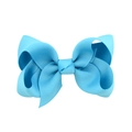Classic light blue grosgrain ribbon bow hair clip for girls with ribbed texture - Style 7 (7)