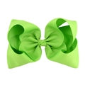 Fluorescent lime green 8-inch grosgrain ribbon bow hair clip with ribbed texture - Fluorescent Green