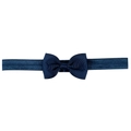 Elastic navy blue grosgrain ribbon bow headband for infants and young girls - Deep Blue (37)